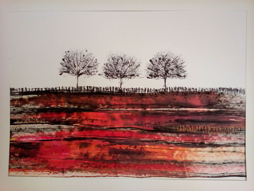 drie bomen rode grond